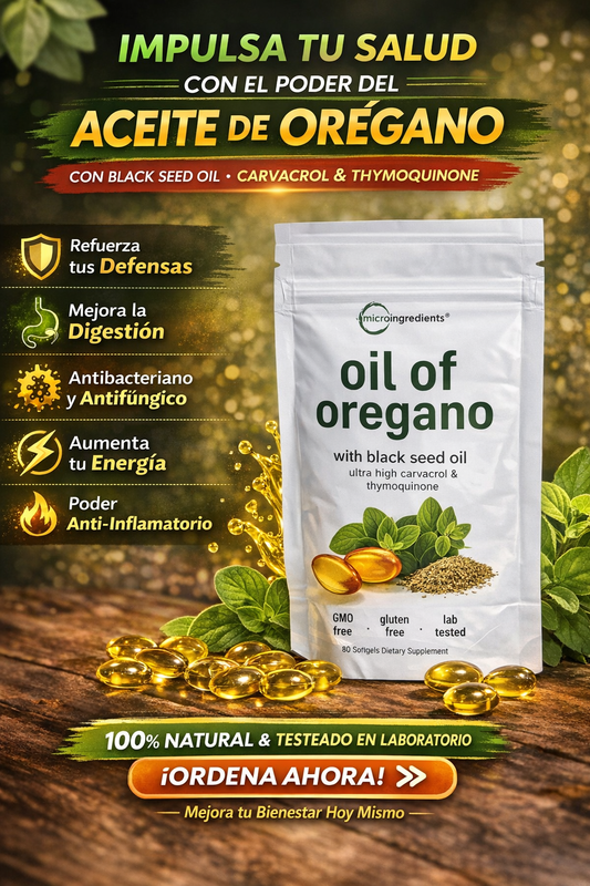 Inmunidad Más Fuerte + Protección Natural Diaria | Aceite de Orégano 90 Caps | -30% DESCUENTO